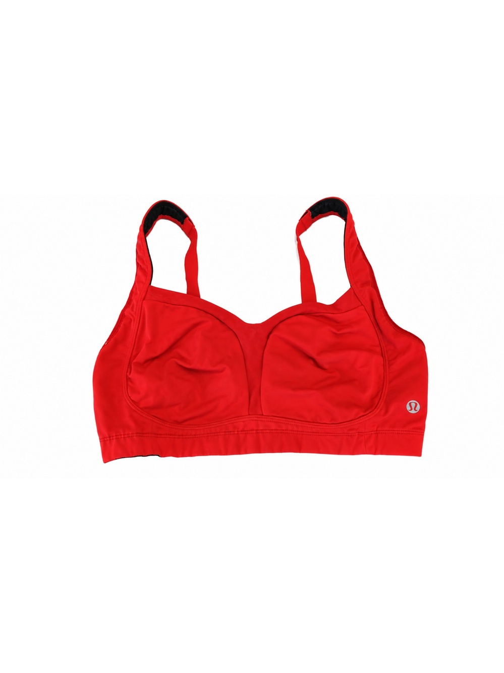 Lululemon Red Molded Cup Sports Bra Hook Eye Closure Mesh Panel Training 13.5"